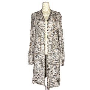 Knox Rose Duster Long Cardigan Sweater Open Front Beige M bv